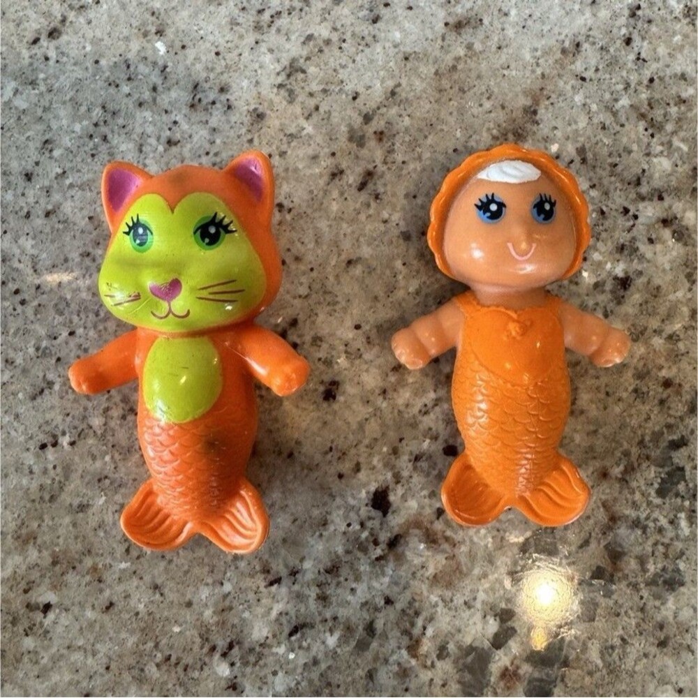 Vintage Kenner Sea Wees Seaser Cat & Mermaid Baby Lot 1981